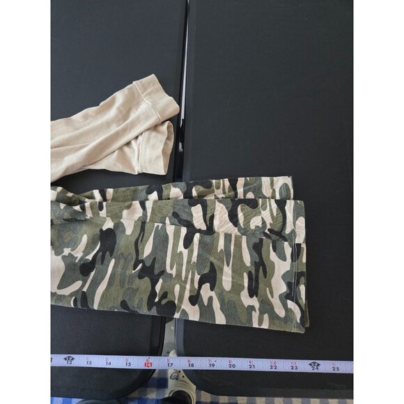 2 Look Amazing Womens Camouflage Raglan 3/4 Sleeve Shirt Medium Grunge Military - Picture 9 of 13